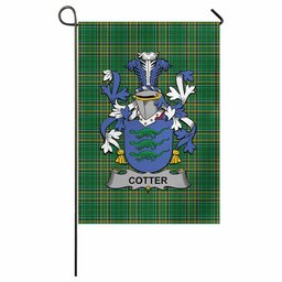 Cotter Irish Clan Tartan Garden Flag with Coat of Arms