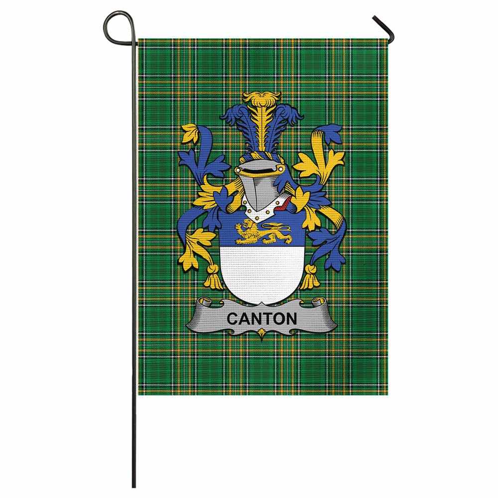 Canton Irish Clan Tartan Garden Flag with Coat of Arms