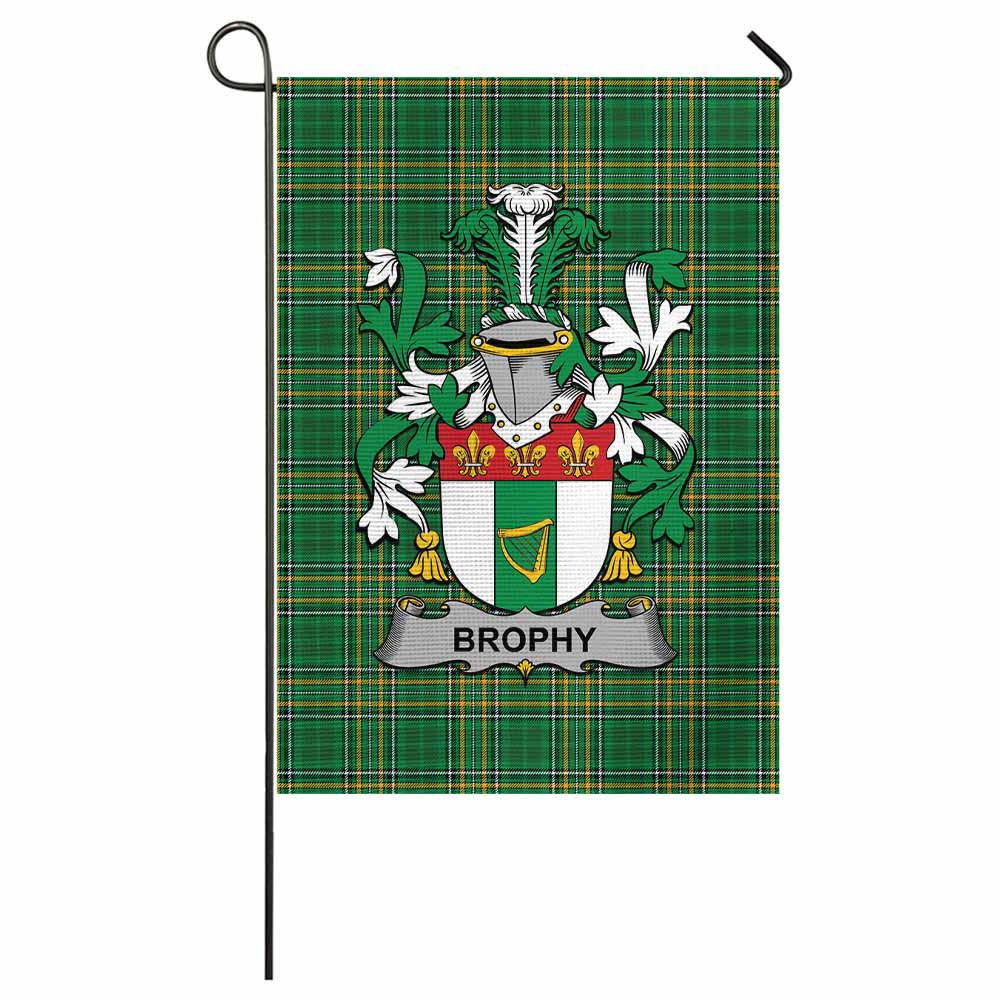 Brophy Irish Clan Tartan Garden Flag with Coat of Arms