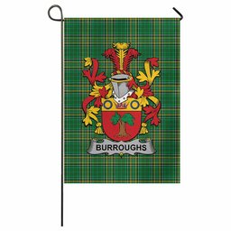 Burroughs Irish Clan Tartan Garden Flag with Coat of Arms