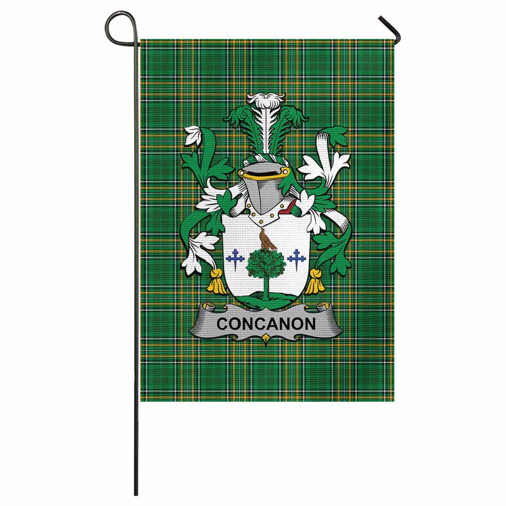Concanon Irish Clan Tartan Garden Flag with Coat of Arms