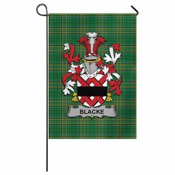 Blacke Irish Clan Tartan Garden Flag with Coat of Arms