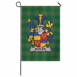 Butler Irish Clan Tartan Garden Flag with Coat of Arms