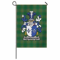 Bermingham Irish Clan Tartan Garden Flag with Coat of Arms