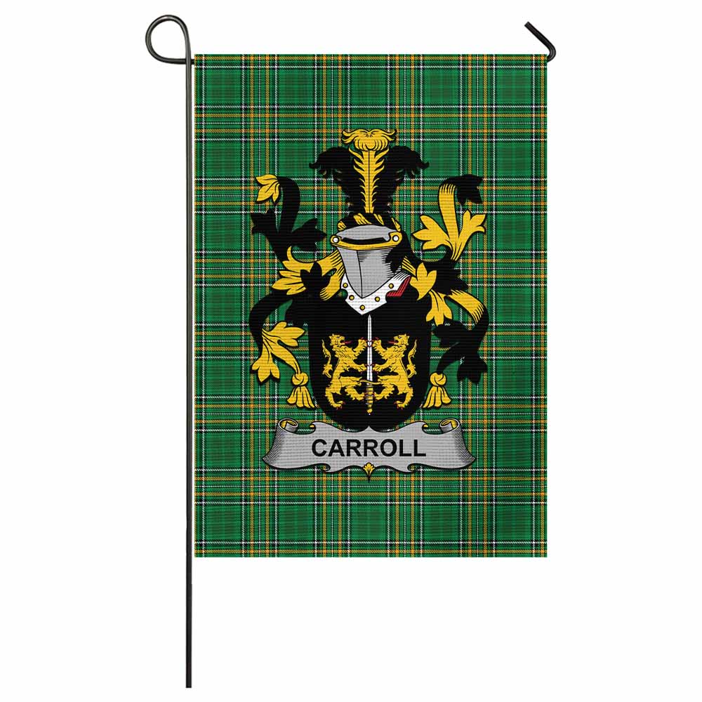 Carroll Irish Clan Tartan Garden Flag with Coat of Arms