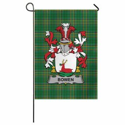 Bowen Irish Clan Tartan Garden Flag with Coat of Arms