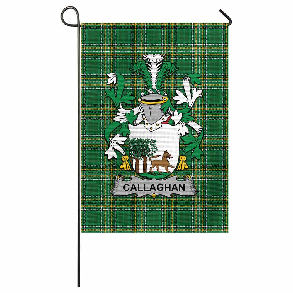 Callaghan Irish Clan Tartan Garden Flag with Coat of Arms