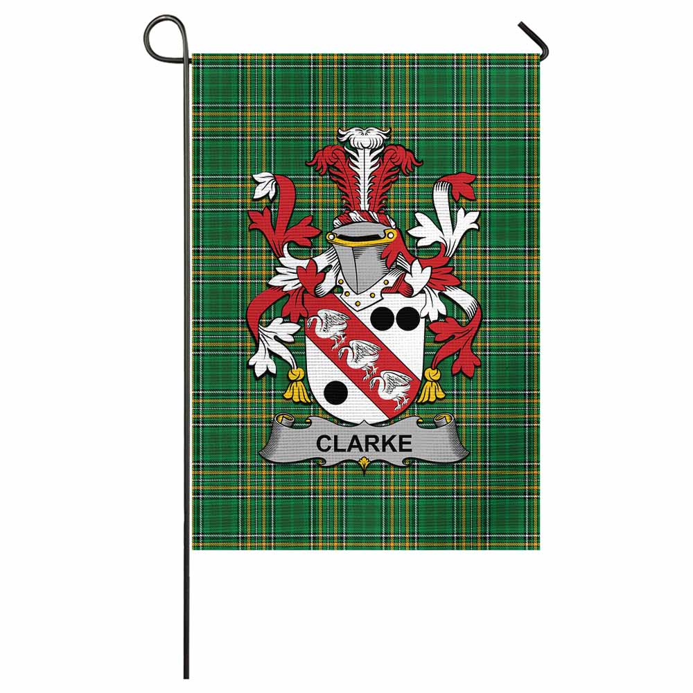 Clarke Irish Clan Tartan Garden Flag with Coat of Arms