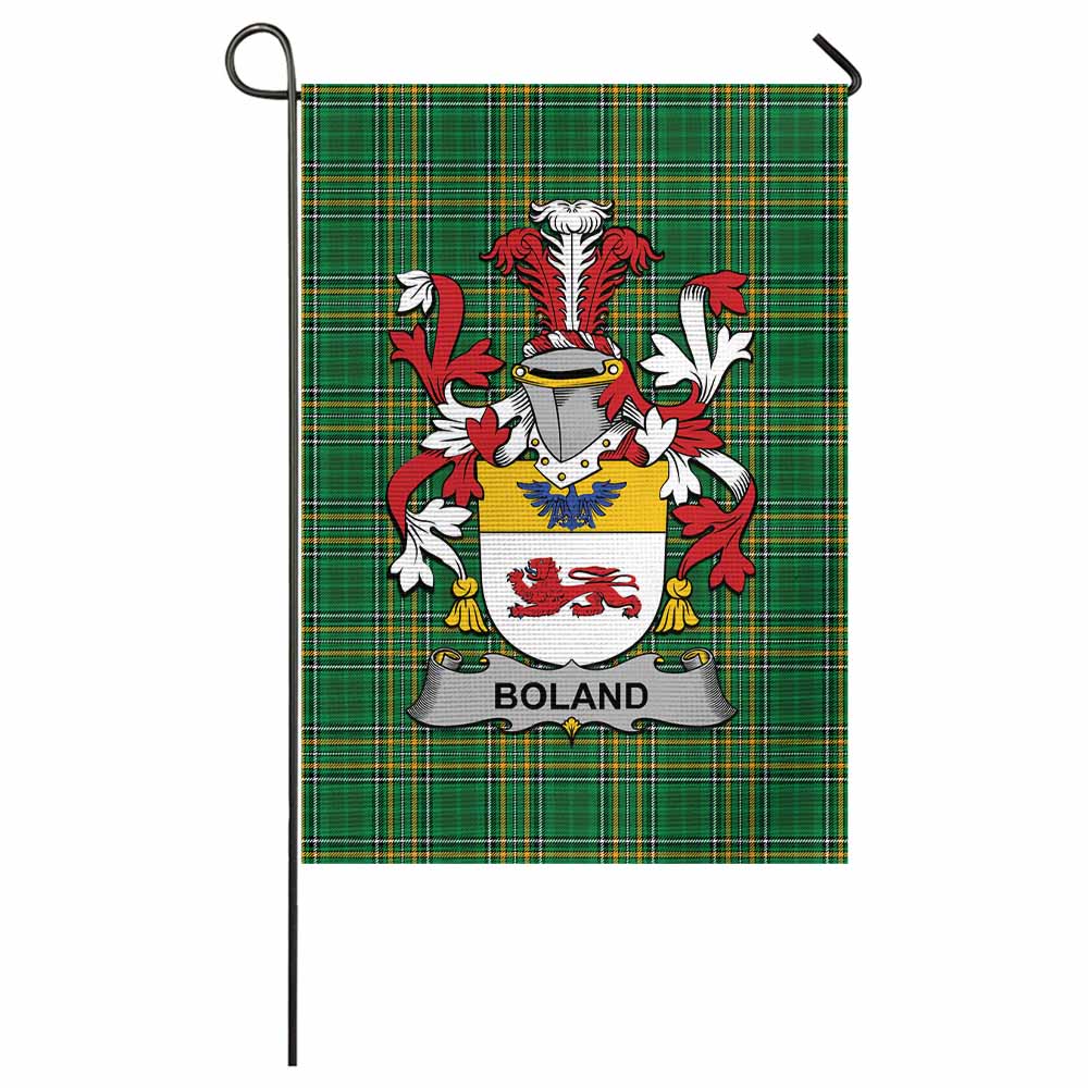 Boland Irish Clan Tartan Garden Flag with Coat of Arms