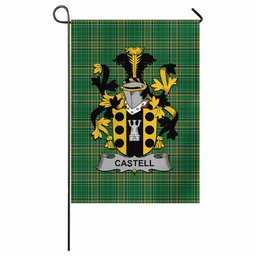 Castell Irish Clan Tartan Garden Flag with Coat of Arms