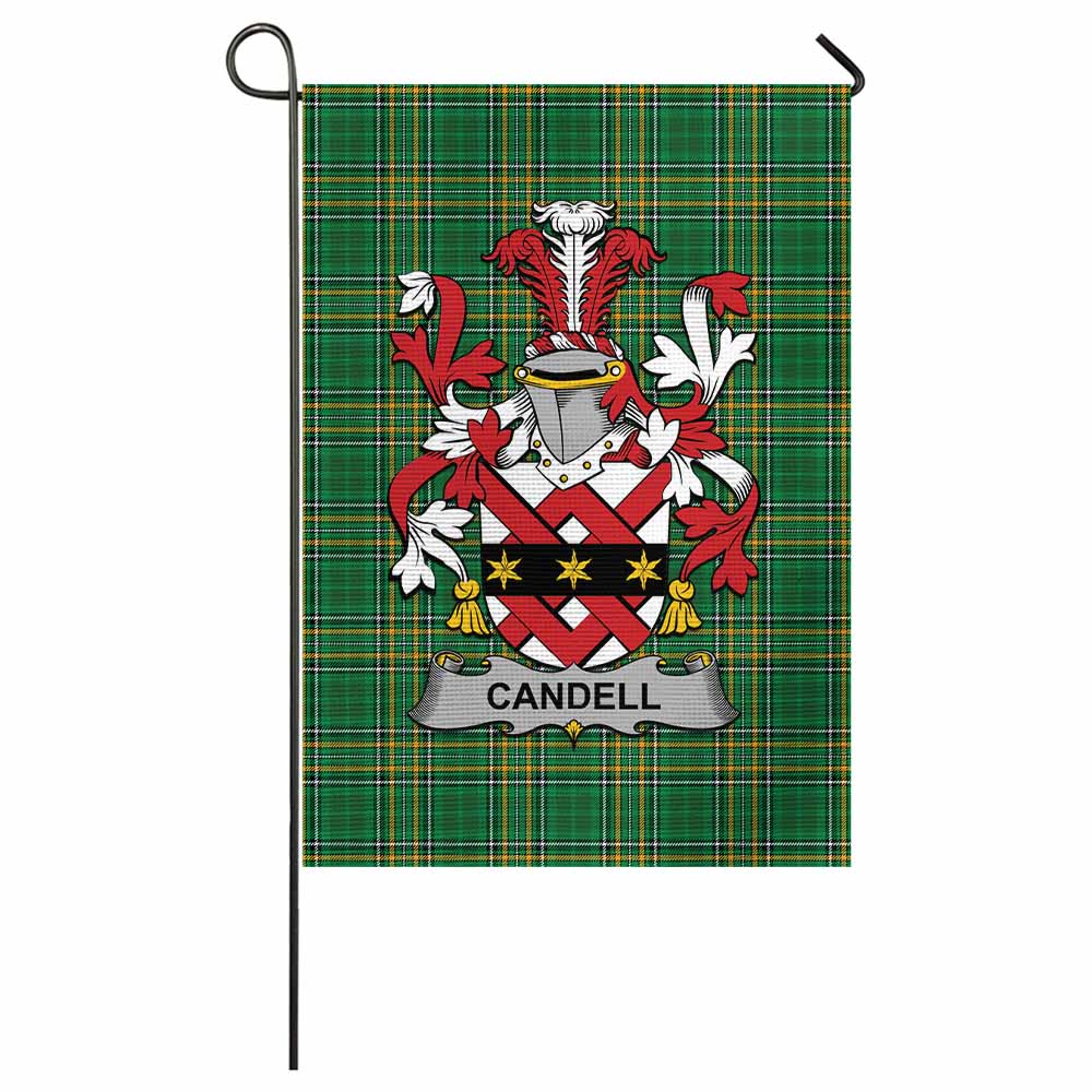 Candell Irish Clan Tartan Garden Flag with Coat of Arms