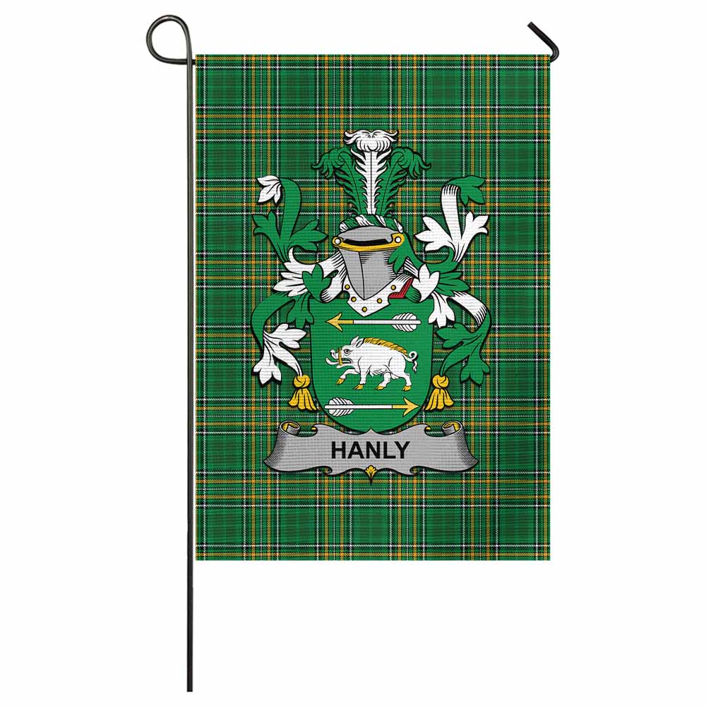 Hanly Irish Clan Tartan Garden Flag with Coat of Arms