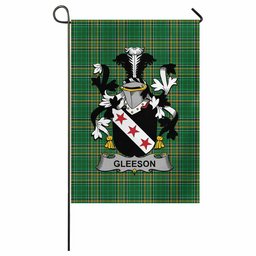 Gleeson Irish Clan Tartan Garden Flag with Coat of Arms