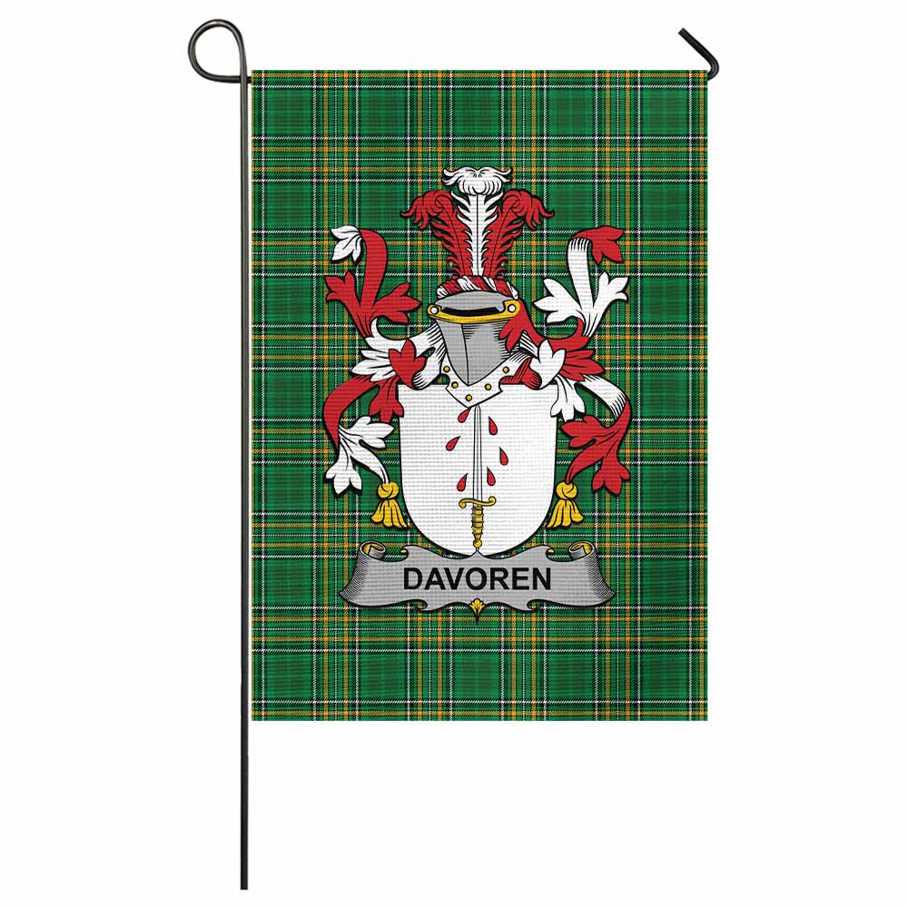 Davoren Irish Clan Tartan Garden Flag with Coat of Arms