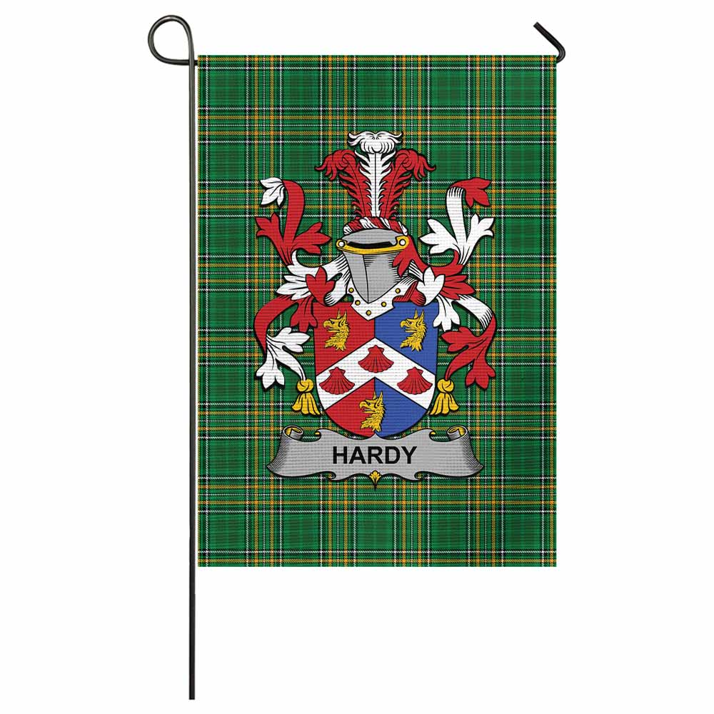 Hardy Irish Clan Tartan Garden Flag with Coat of Arms