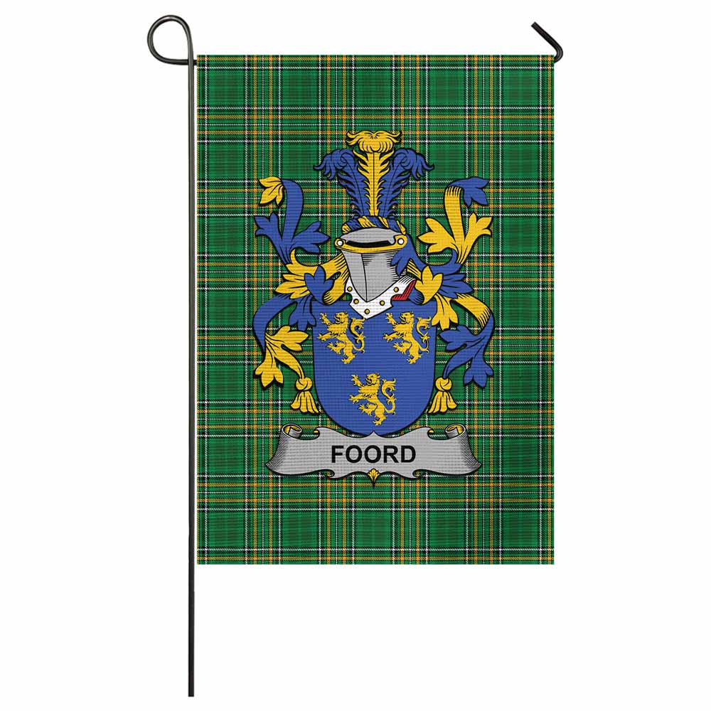 Foord Irish Clan Tartan Garden Flag with Coat of Arms