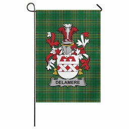 Delamere Irish Clan Tartan Garden Flag with Coat of Arms