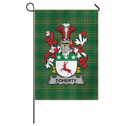 Doherty Irish Clan Tartan Garden Flag with Coat of Arms