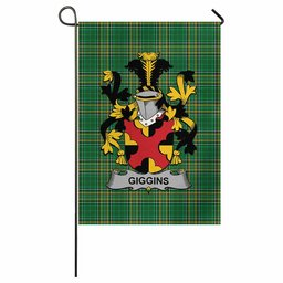 Giggins Irish Clan Tartan Garden Flag with Coat of Arms