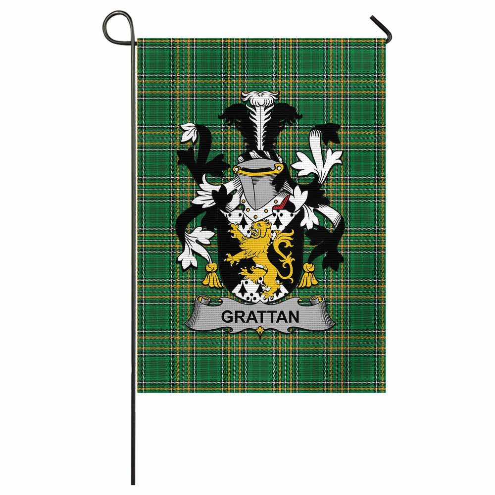 Grattan Irish Clan Tartan Garden Flag with Coat of Arms