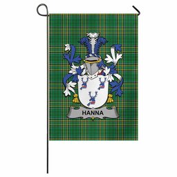 Hanna Irish Clan Tartan Garden Flag with Coat of Arms