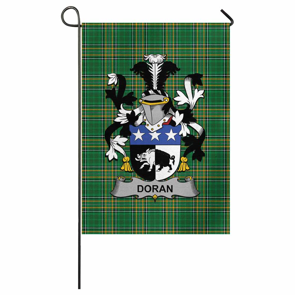 Doran Irish Clan Tartan Garden Flag with Coat of Arms