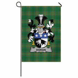 Doran Irish Clan Tartan Garden Flag with Coat of Arms