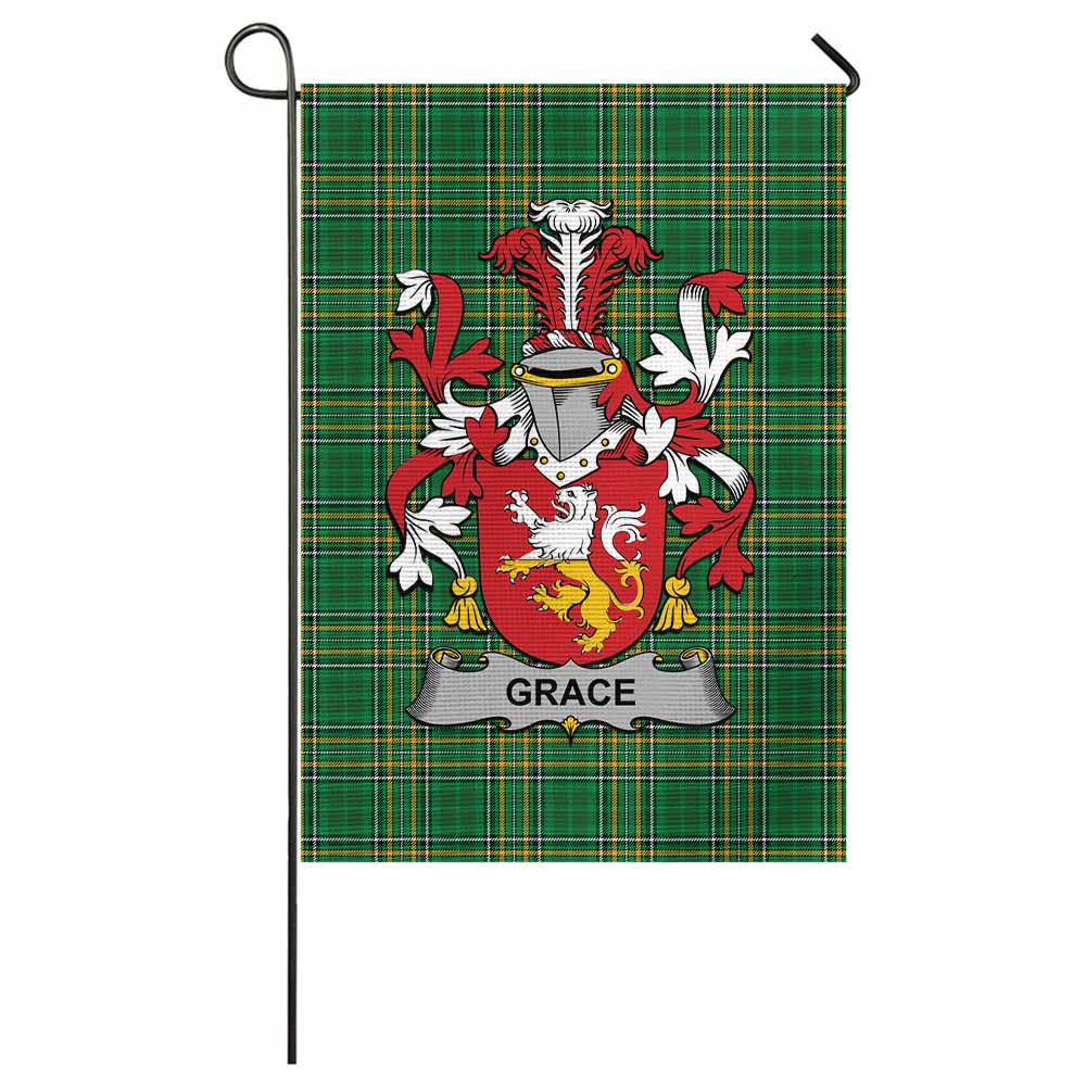 Grace Irish Clan Tartan Garden Flag with Coat of Arms