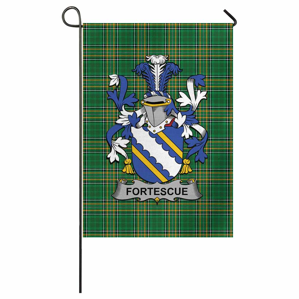 Fortescue Irish Clan Tartan Garden Flag with Coat of Arms