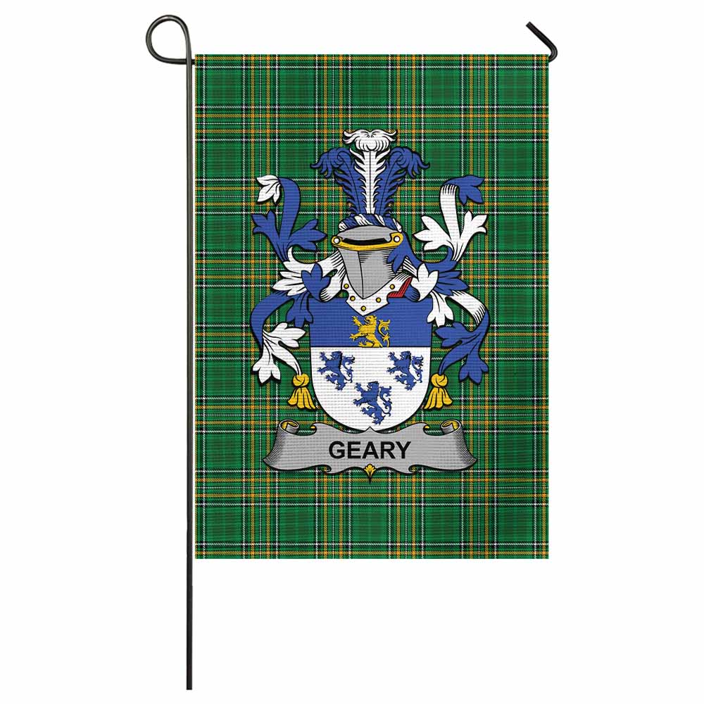 Geary Irish Clan Tartan Garden Flag with Coat of Arms