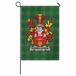 Hanraghan Irish Clan Tartan Garden Flag with Coat of Arms