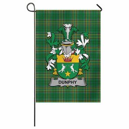 Dunphy Irish Clan Tartan Garden Flag with Coat of Arms