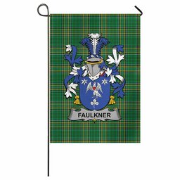 Faulkner Irish Clan Tartan Garden Flag with Coat of Arms