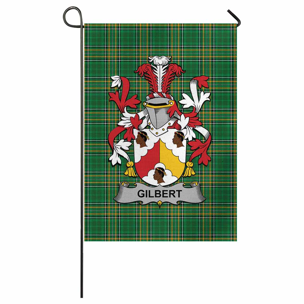 Gilbert Irish Clan Tartan Garden Flag with Coat of Arms
