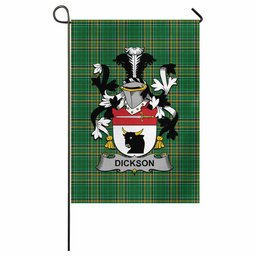 Dickson Irish Clan Tartan Garden Flag with Coat of Arms