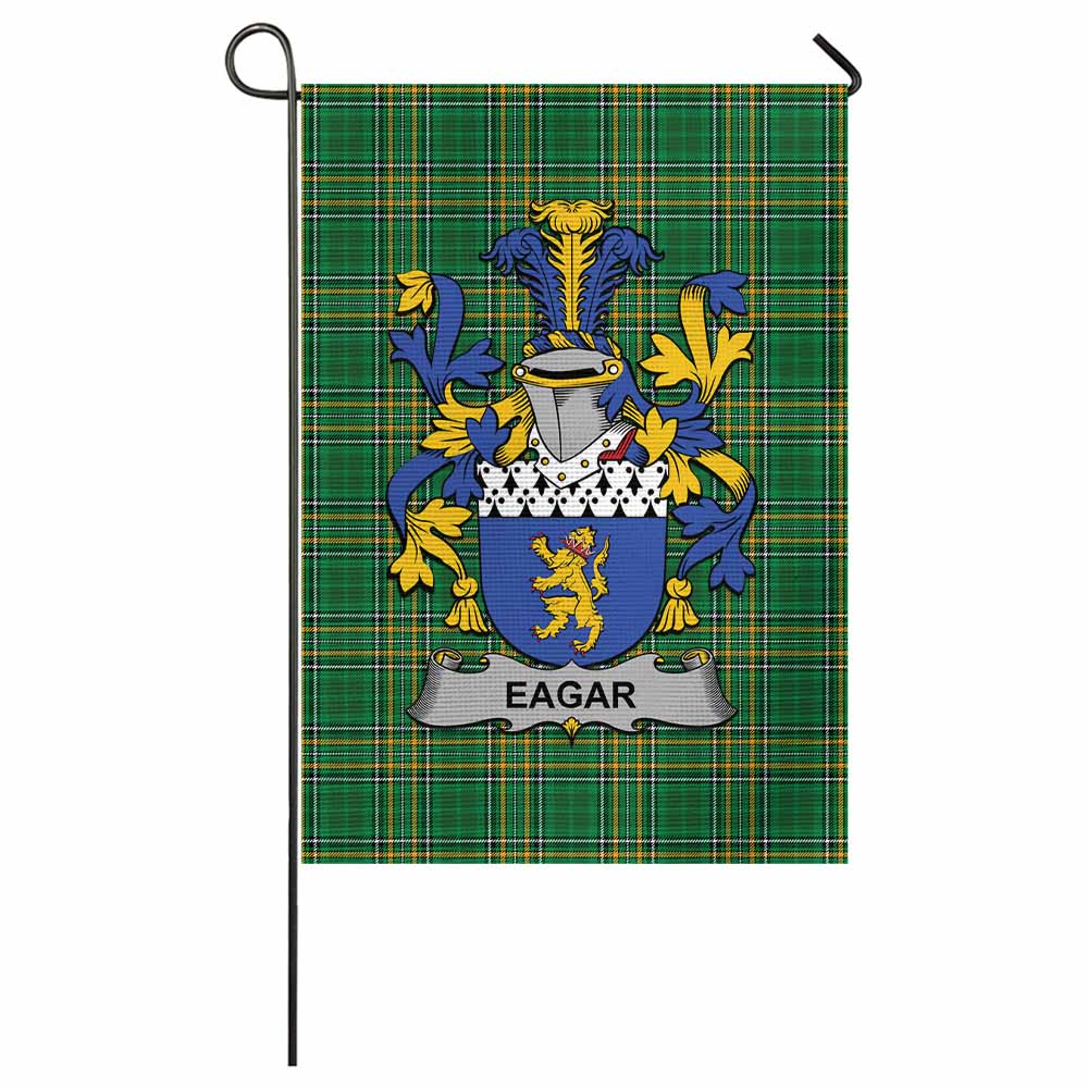 Eagar Irish Clan Tartan Garden Flag with Coat of Arms