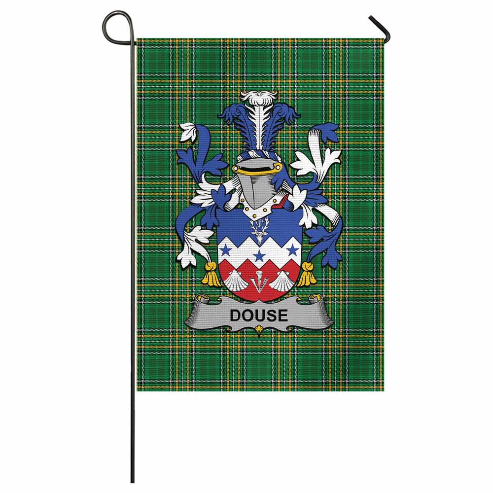 Douse Irish Clan Tartan Garden Flag with Coat of Arms