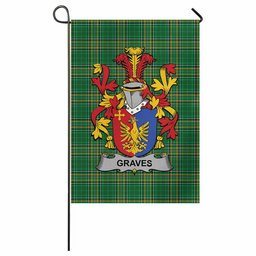 Graves Irish Clan Tartan Garden Flag with Coat of Arms