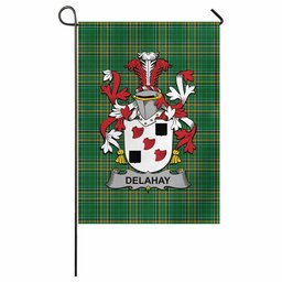 Delahay Irish Clan Tartan Garden Flag with Coat of Arms