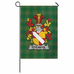 Fitz-Nicol Irish Clan Tartan Garden Flag with Coat of Arms
