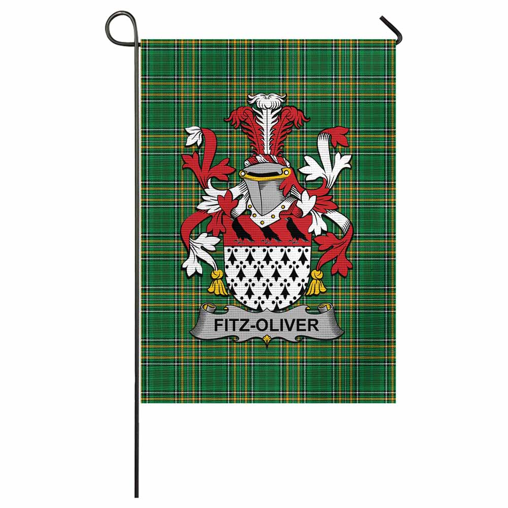Fitz-Oliver Irish Clan Tartan Garden Flag with Coat of Arms