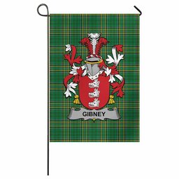 Gibney Irish Clan Tartan Garden Flag with Coat of Arms