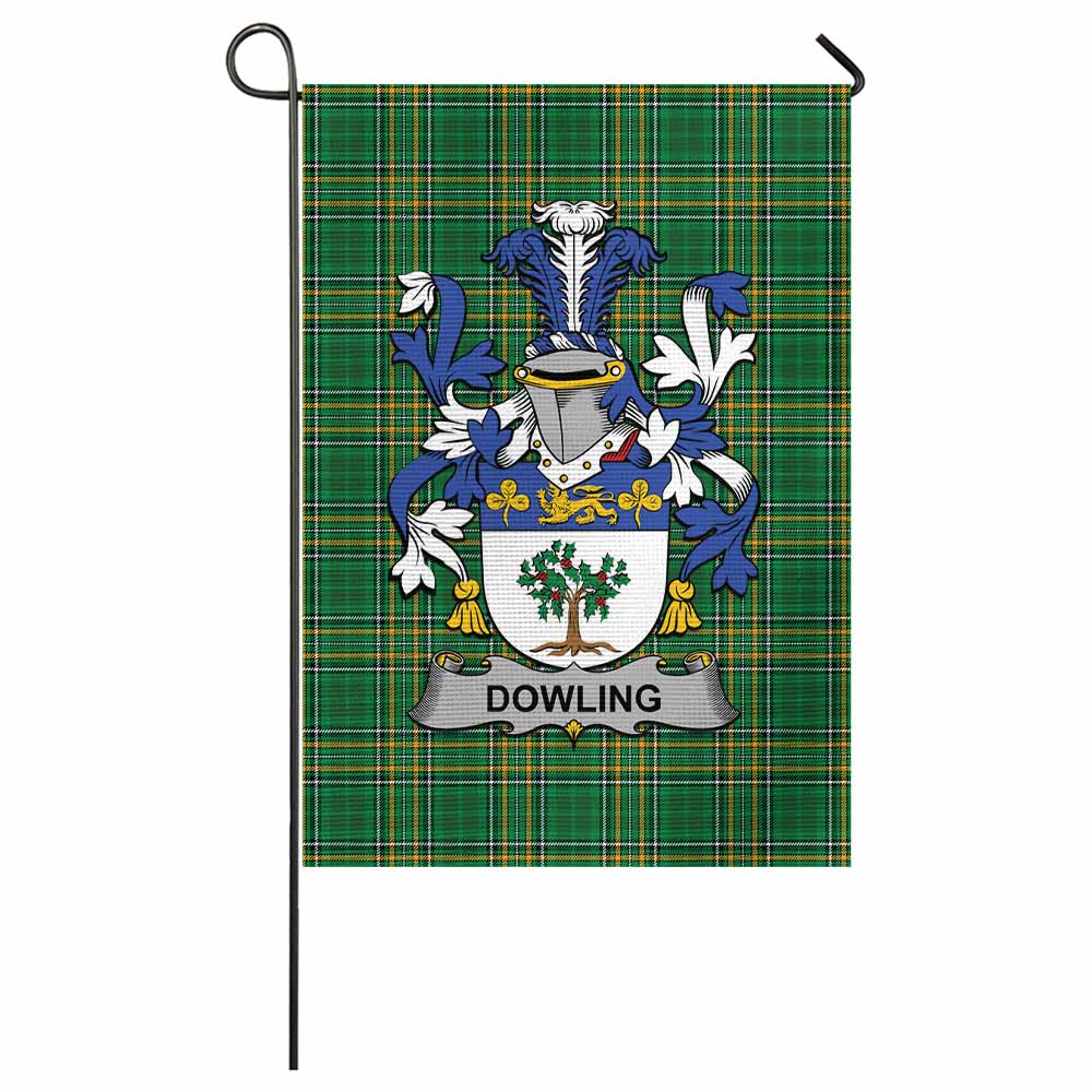 Dowling Irish Clan Tartan Garden Flag with Coat of Arms