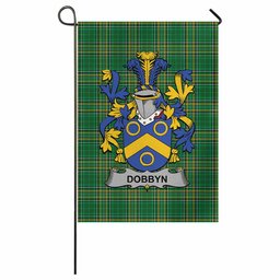 Dobbyn Irish Clan Tartan Garden Flag with Coat of Arms