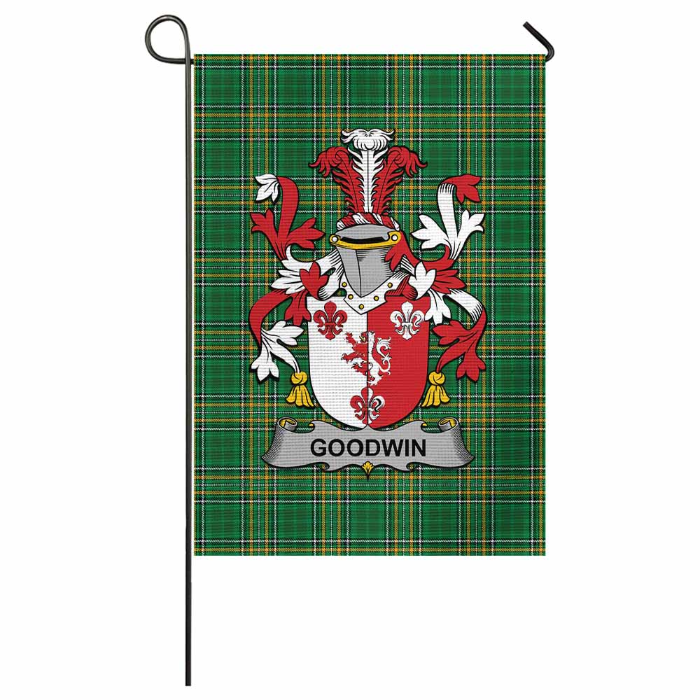 Goodwin Irish Clan Tartan Garden Flag with Coat of Arms