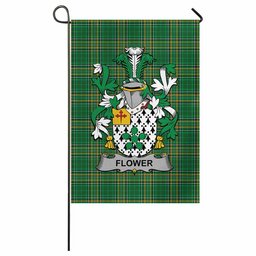 Flower Irish Clan Tartan Garden Flag with Coat of Arms