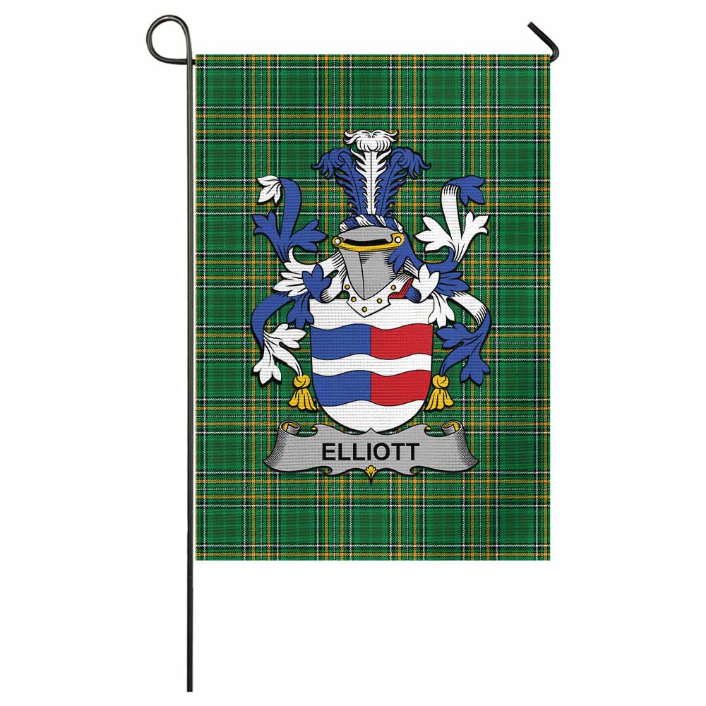Elliott Irish Clan Tartan Garden Flag with Coat of Arms