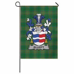 Elliott Irish Clan Tartan Garden Flag with Coat of Arms