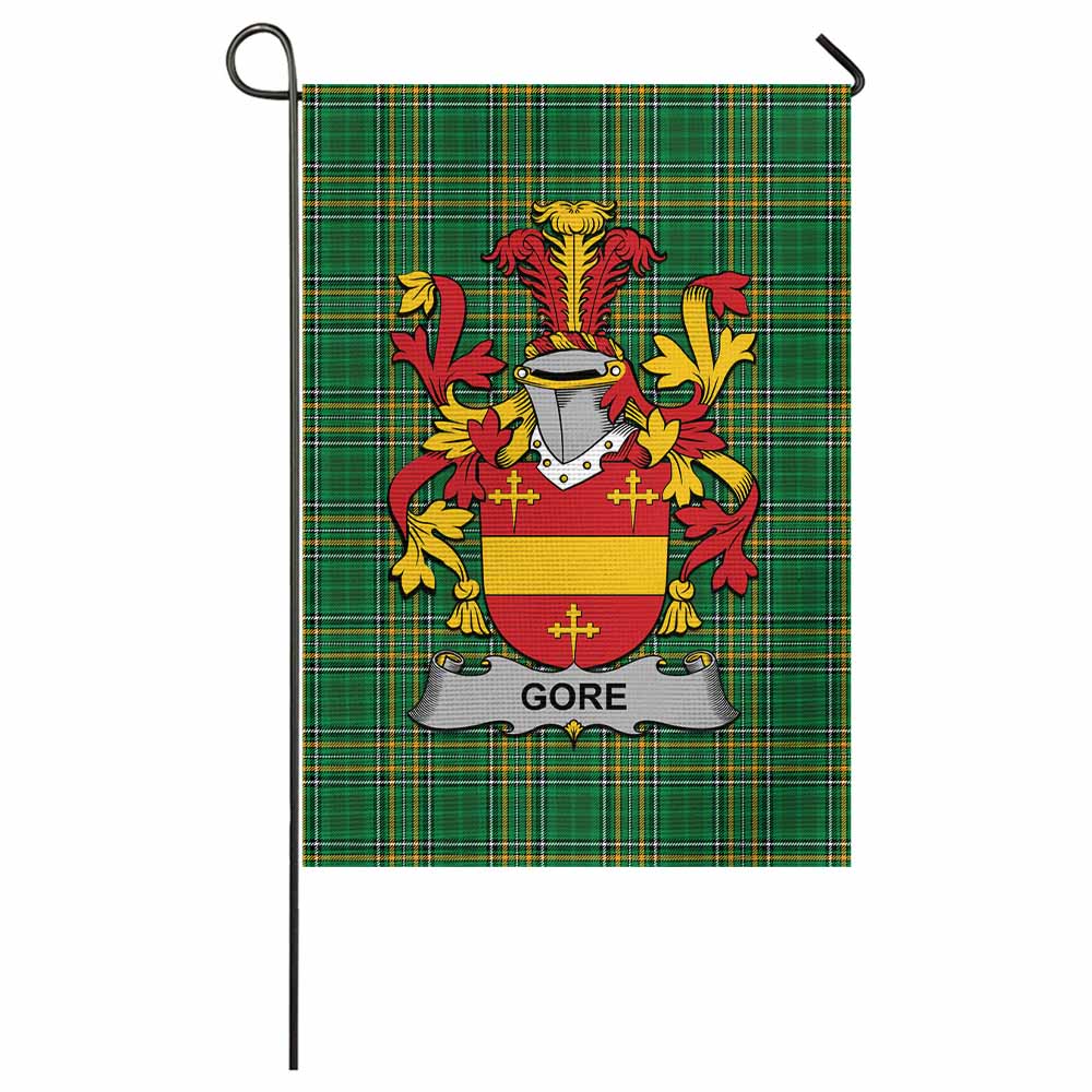 Gore Irish Clan Tartan Garden Flag with Coat of Arms