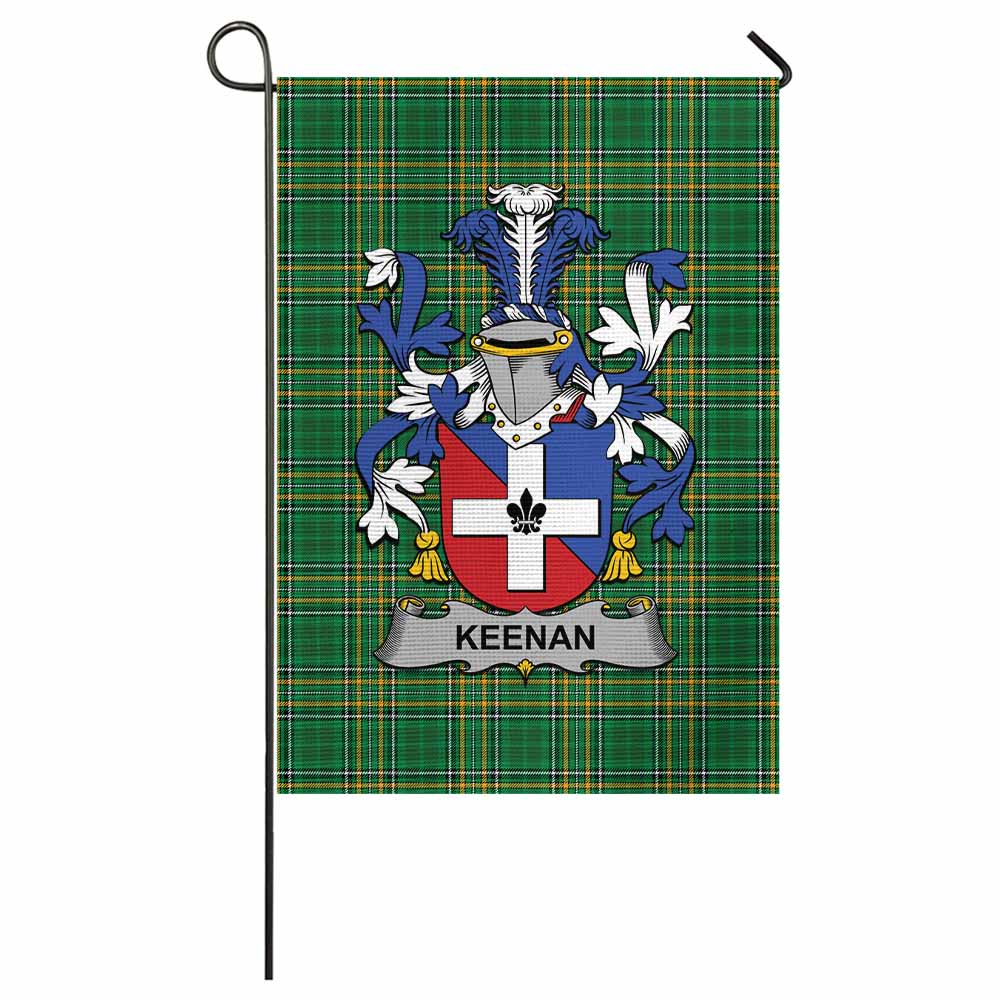 Keenan Irish Clan Tartan Garden Flag with Coat of Arms